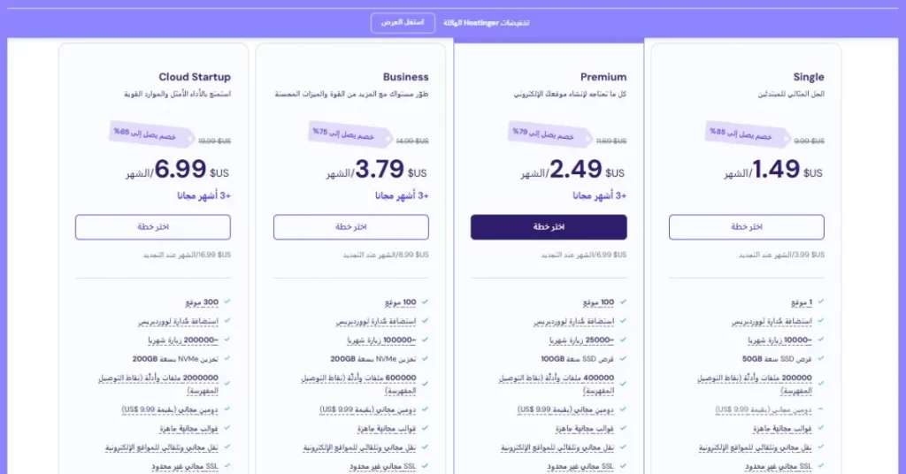  استضافة هوستنجر- خطة استضافة ووردبريس