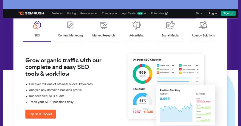  اداة Semrush من أفضل ادوات السيو